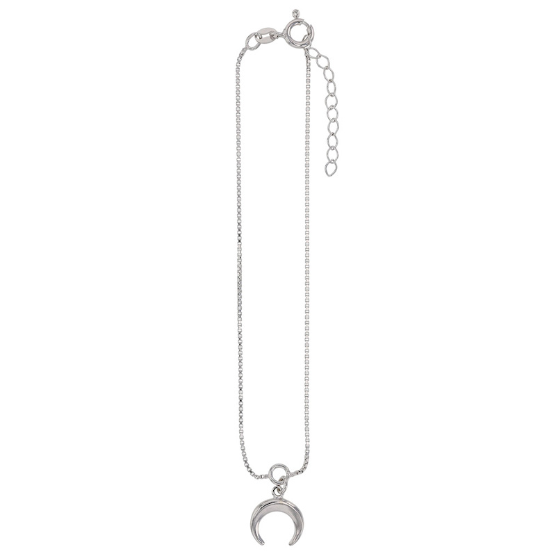 Chaîne de cheville en argent 925/1000 rhodié avec motif corne