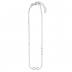 Chaîne de cheville infini maille cube facetté, argent 925/1000 rhodié