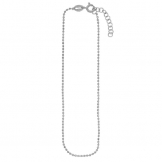 Chaîne de cheville maille boule, argent 925/1000 rhodié