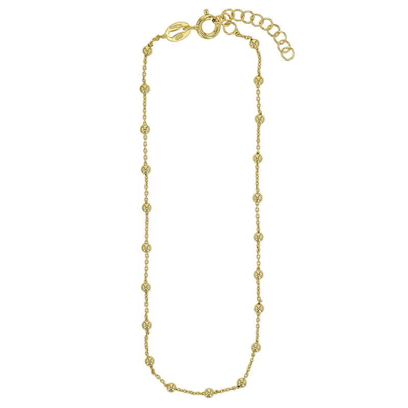 Chaîne de cheville maille boule en argent 925/1000 doré