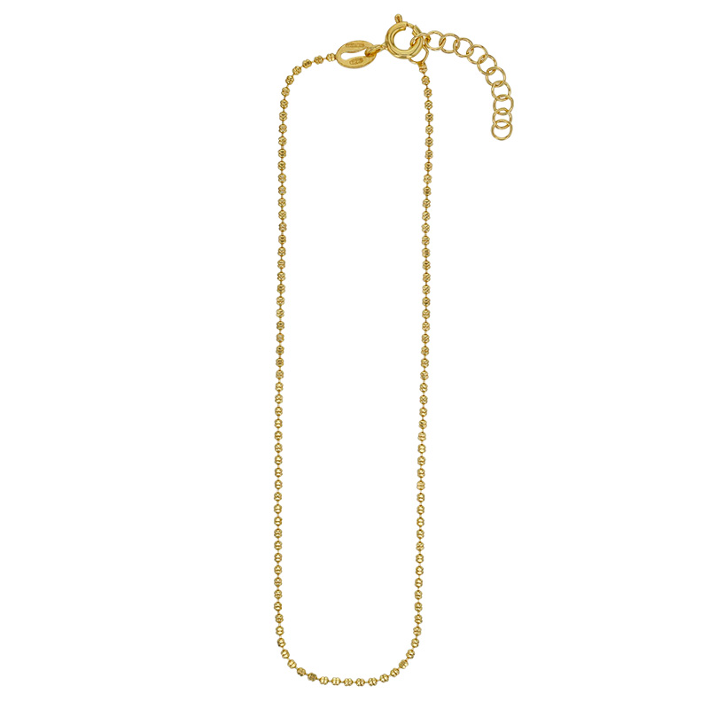 Chaîne de cheville maille boule et facettée en argent 925/1000 doré
