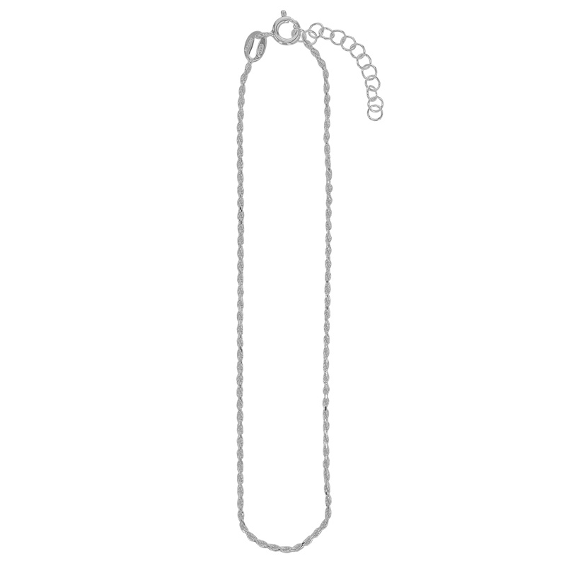 Chaîne de cheville maille corde, argent 925/1000