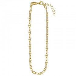 Chaîne de cheville maille fantaisie allongée, argent 925/1000 doré