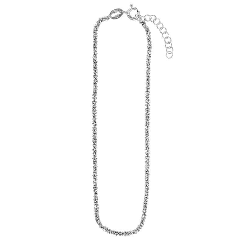 Chaîne de cheville maille fantaisie en argent 925/1000 rhodié