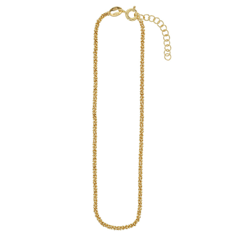 Chaîne de cheville maille fantaisie en argent 925/1000 rhodié