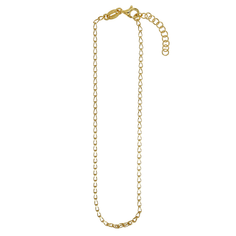 Chaîne de cheville maille fantaisie en argent 925/1000 rhodié