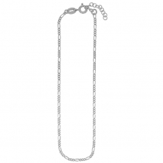 Chaîne de cheville maille figaro en argent 925/1000 rhodié