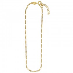Chaîne de cheville maille figaro en argent 925/1000 rhodié