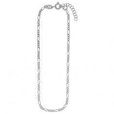 Chaîne de cheville maille figaro en argent 925/1000 rhodié