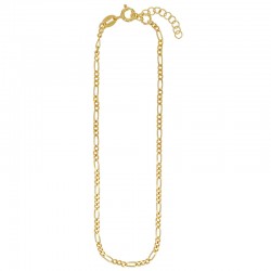Chaîne de cheville maille figaro en argent 925/1000 rhodié