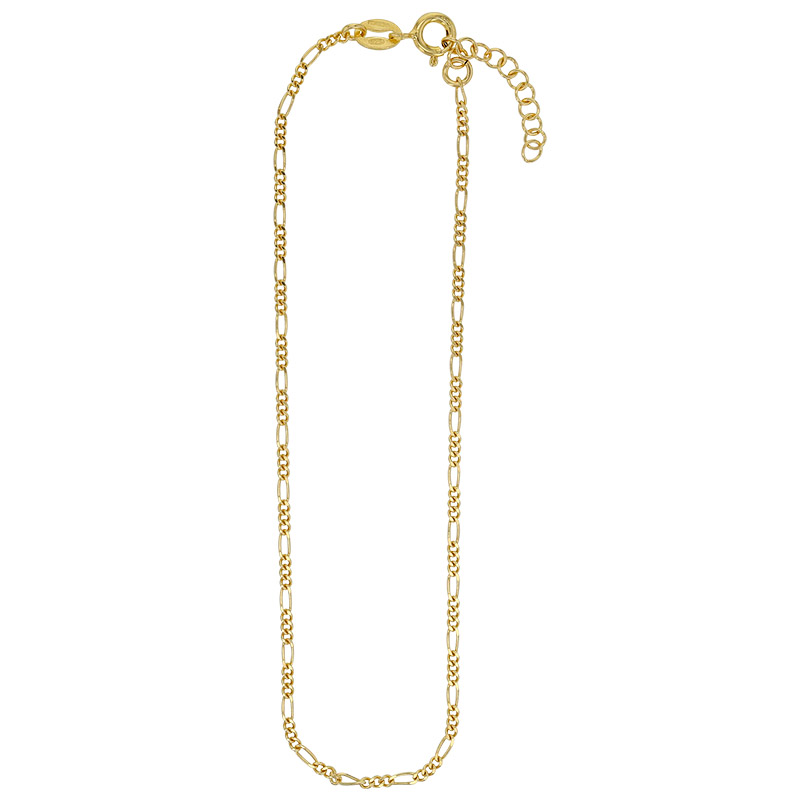 Chaîne de cheville maille figaro en argent 925/1000 rhodié