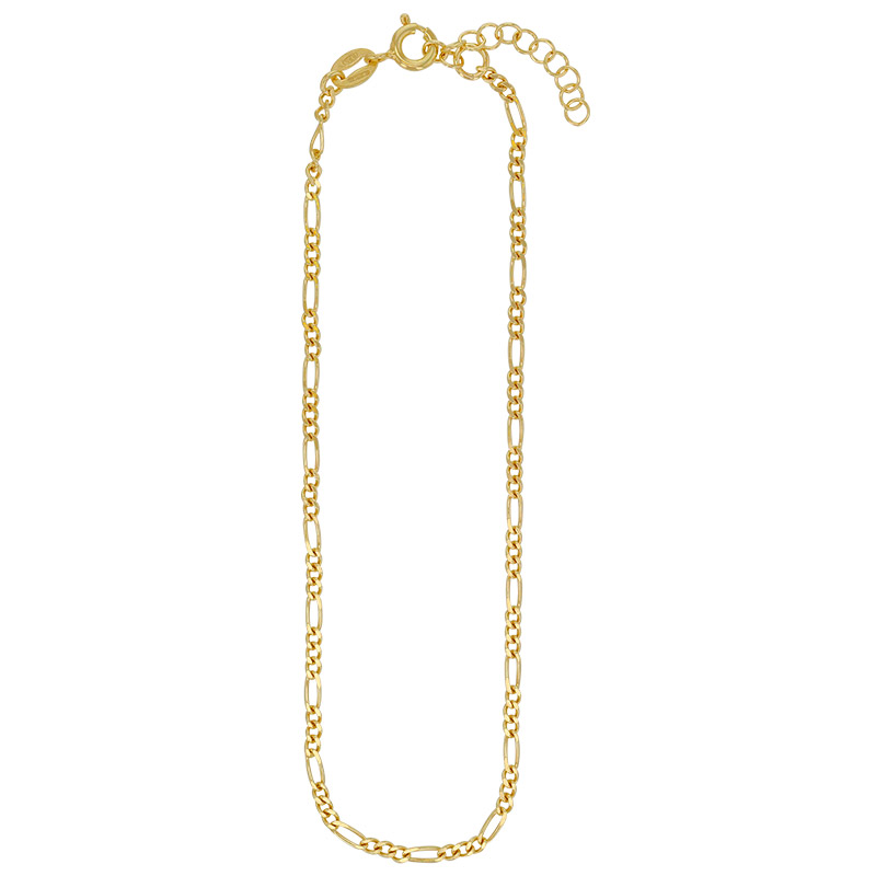 Chaîne de cheville maille figaro en argent 925/1000 rhodié