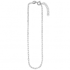 Chaîne de cheville maille forçat, argent 925/1000 rhodié