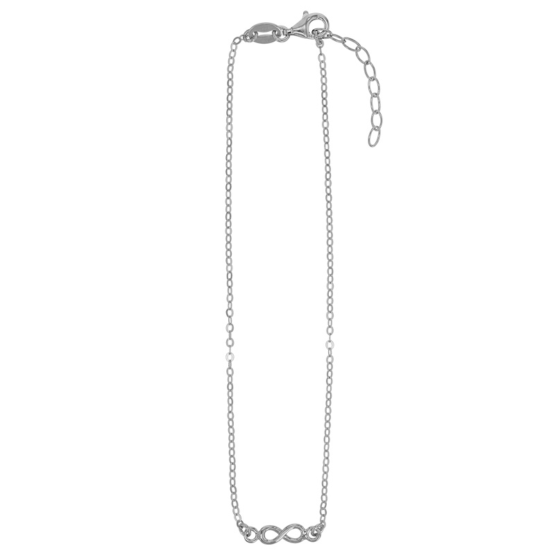Chaîne de cheville motif infini, argent 925/1000 rhodié