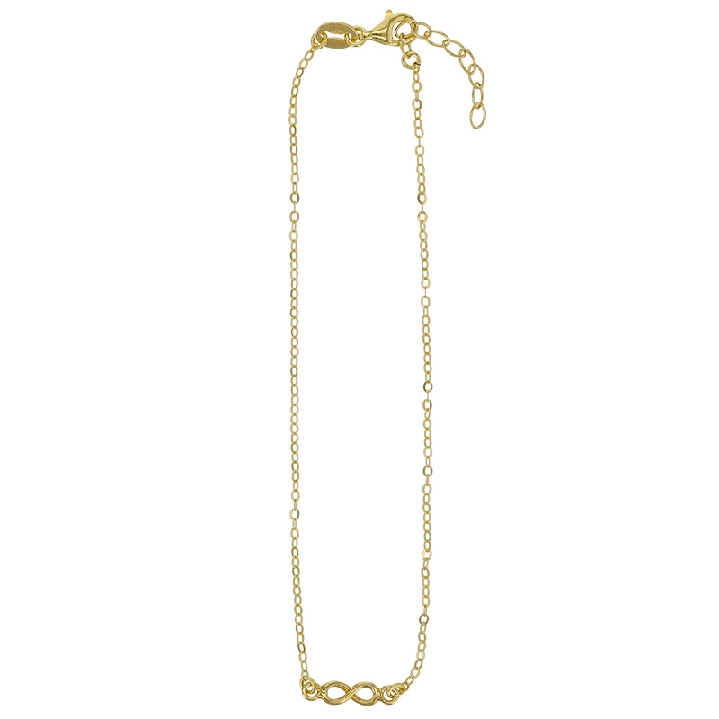 Chaîne de cheville motif infini, argent 925/1000 rhodié