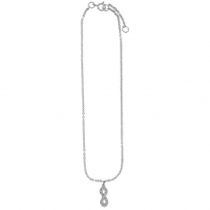 Chaîne de cheville motif infini en argent rhodié 925/1000 avec oxydes de zirconium