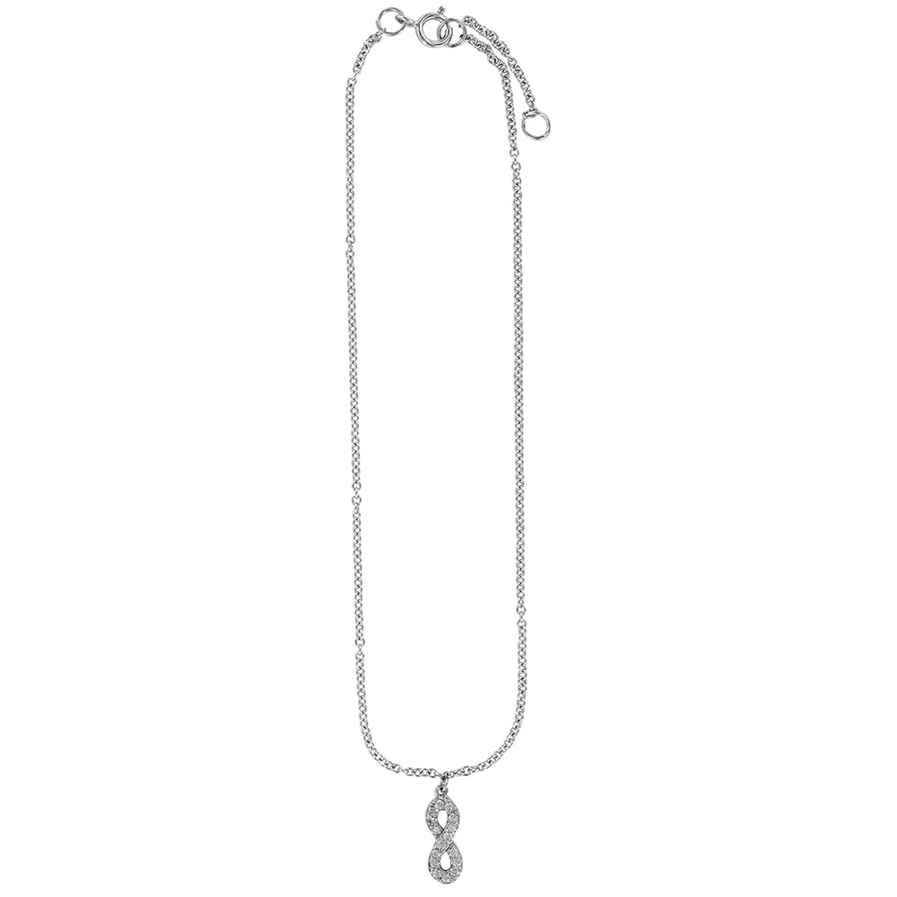 Chaîne de cheville motif infini en argent rhodié 925/1000 avec oxydes de zirconium