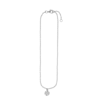 Chaîne de cheville pampille rond strié, argent 925/1000 rhodié