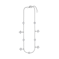 Chaîne de cheville pampilles étoiles du Nord et oxydes sertis clos, argent 925/1000 rhodié