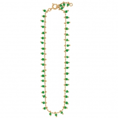 Chaîne de cheville plaqué or avec perles en résine couleur corail