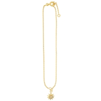 Chaîne de cheville soleil et oxydes de zirconium en plaqué or 23+ 2cm