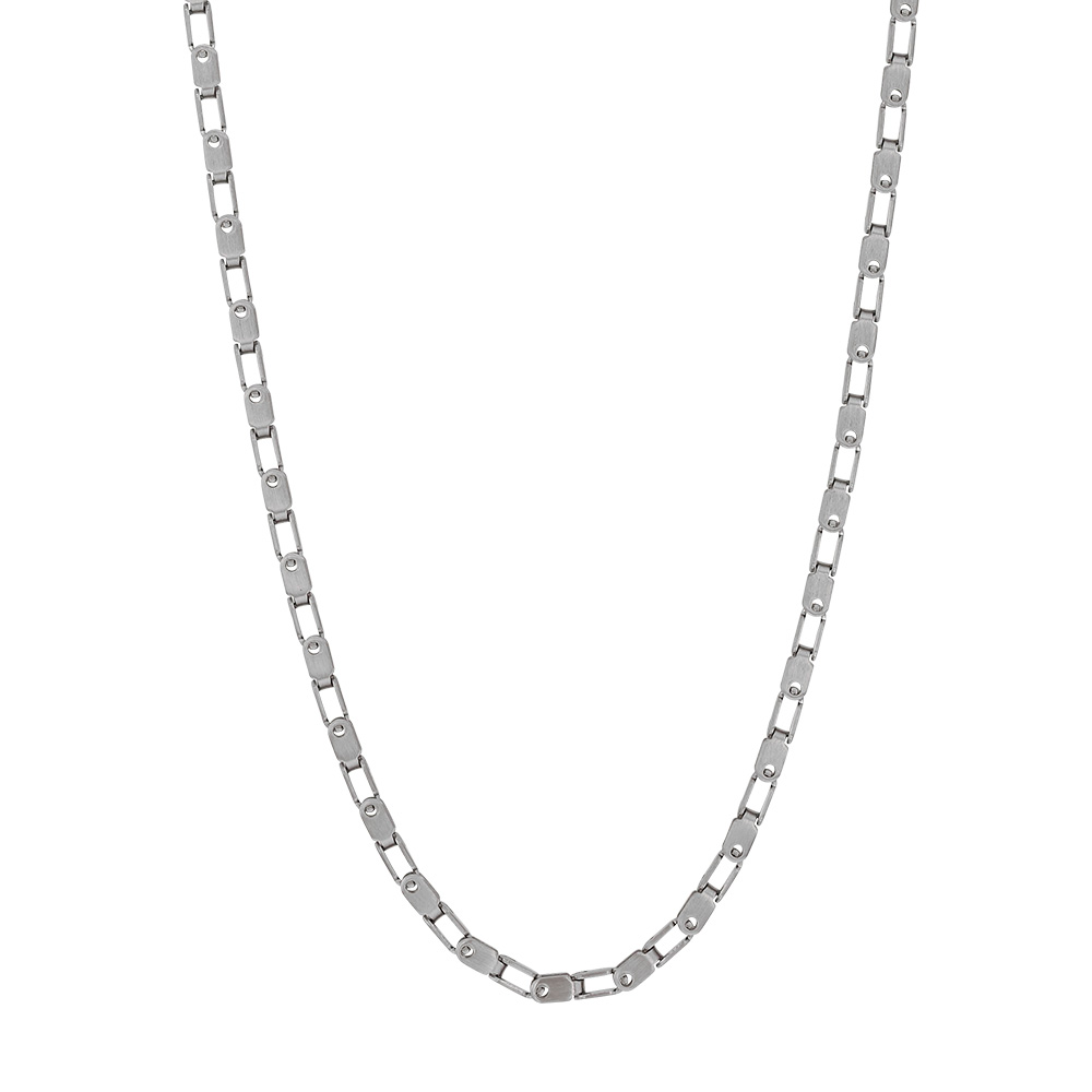 Chaîne de cou homme acier maille rail