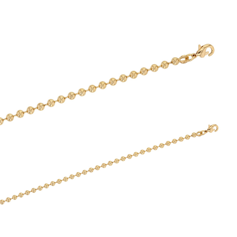 Chaine de cou maille boule lisse, en plaqué or