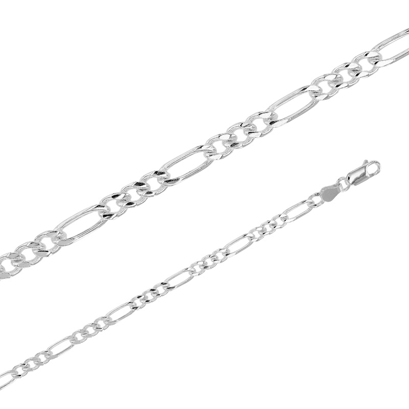 Chaîne de cou maille figaro triple en argent 925/1000