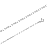 Chaîne de cou maille figaro triple en argent 925/1000 rhodié