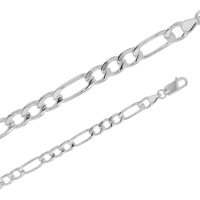 Chaîne de cou maille figaro triple en argent 925/1000 rhodié