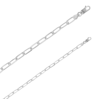 Chaîne de cou maille forçat allongée, largeur 1,85mm en argent 925/1000