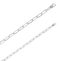 Chaîne de cou maille forçat allongée, largeur 1,85mm en argent 925/1000