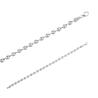 Chaîne de cou maille grain de café en argent 925/1000 rhodié