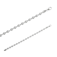 Chaîne de cou maille grain de café en argent 925/1000 rhodié