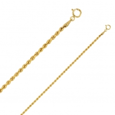 Chaîne Or 375/1000 - maille corde creuse - ø du fil 2 mm
