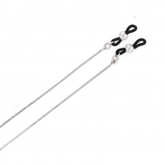 Chaînes de lunettes argent 925/1000 rhodié - Embouts caoutchouc