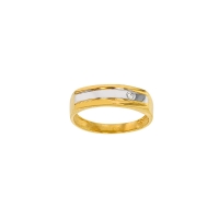 Chevalière bicolore en Or 750/1000 ornée d'un diamant 0,02 ct HSI