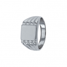 Chevalière carrée en argent rhodié 925/1000