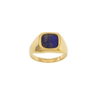 Chevalière carrée ornée d'un lapis-lazuli, plaqué or