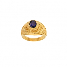 Chevalière Or 375/1000 et saphir de synthèse
