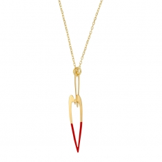 Collier 2 coeurs argent 925/1000 doré et émail rouge
