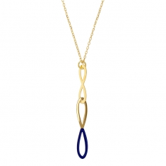 Collier 2 infinis, émail bleu marine et argent 925/1000 doré