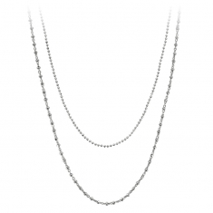 Collier 2 rangs argent 925/1000 rhodié orné de boules