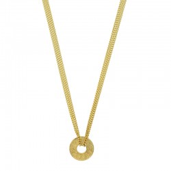 Collier 2 rangs avec anneau brossé en argent 925/1000 doré