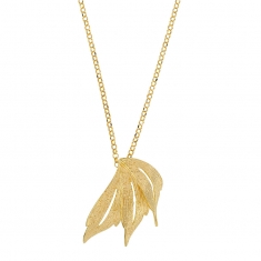 Collier 3 feuilles aspect ciselé en argent 925/1000 doré