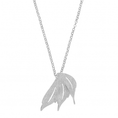 Collier 3 feuilles aspect ciselé en argent 925/1000 rhodié