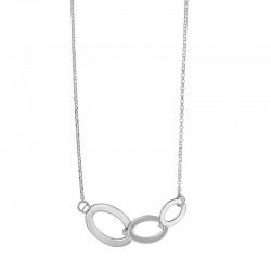 Collier 3 ovales entrelacés maille jaseron, argent 925/1000 rhodié