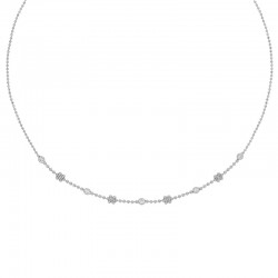 Collier 4 fleurs et 4 oxydes argent 925/1000 rhodié