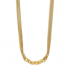 Collier 4 rangs mailles perlées et lyres, argent 925/1000 platiné