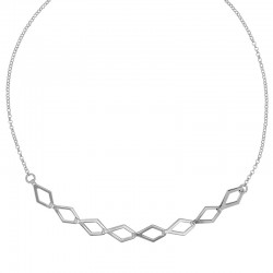Collier 8 losanges doublés maille jaseron, argent 925/1000 rhodié